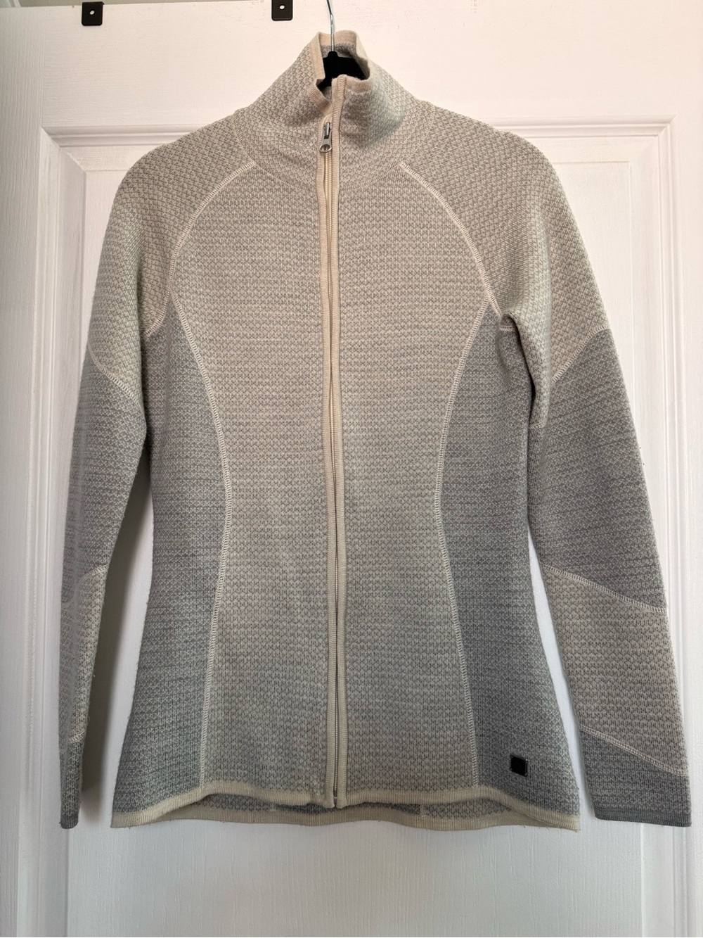 Smartwool Full Zip Cardigan Sweater Merino Wool Size XS in Ivory & Gray
